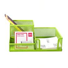 1pc Iron Art 3-4 Compartment Pen Holder, Pen Holder & File Rack 2-In-1, Office Desk Stationery Organizer, Student Desktop Storage Box - Multicolor - View 6