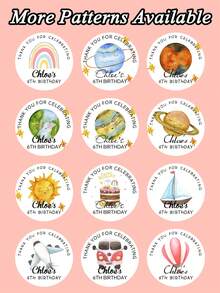 Customized Birthday Stickers, Waterproof PVC Round, Cartoon, Candy Bag Sealing, Cake Decorative, Invitation Card, Teacher Reward, Name, Removable, School Water Bottle, Back-To-School, Holographic, Gift School Supplies - Multicolor - View 4