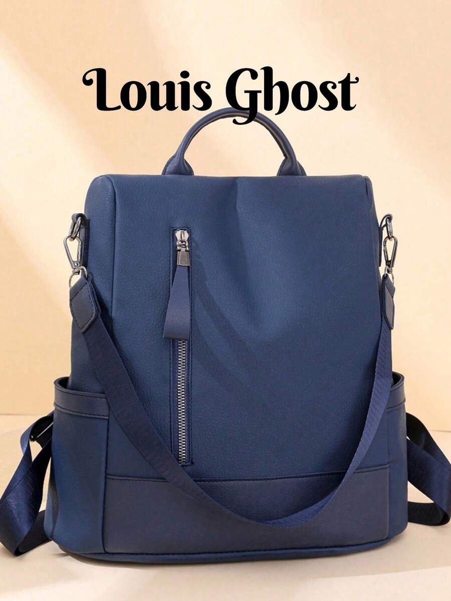 Premium Anti-Theft Backpack For Women; Latest Design Women's Personalized Casual Soft Leather Backpack; Large Capacity Expandable Multi-Function Travel Backpack, Suitable For Vacation; Multi-Purpose Backpack, Essential For Back To School - Blue - View 1