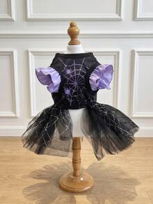 LUCKIE PAW 1pc Halloween Full Print Silver Spider Web Pattern Pet Dress, Physical Flea Prevention, Reduces Shedding, Heat Insulation, Breathable, Suitable For Small And Large Dogs And Cats, Indoor And Outdoor - Multicolor - View 6