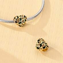 1Pc 18K Gold Plated Cheetah Leopard Pattern Series, Spacer Beads, Clip Charm & Safety Chain Charms, DIY Jewelry Findings For Bracelet Necklace Making - Gold - View 4