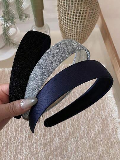 3 pezzi/1 pezzo Fascia per capelli da donna minimalista con perle e paillettes lucide, versatile e in tessuto ampio, adatta per lo styling quotidiano e varie occasioni, accessorio per capelli alla moda, ideale per donne alla moda e abbigliamento casual. Accessorio per capelli bellezza casa