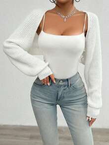 Women's Casual Elegant V-Neck Bell Sleeve Front Button Short Sleeve Cardigan, Suitable For Beach Party And Outings, Summer Style - White - View 5