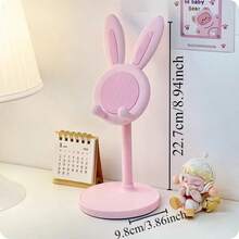 1pc Adjustable Plastic Desktop Phone Stand, Minimalist Modern Pink Long Ear Design, Round Base, Mesh Backrest, Practical Holder For Daily Home And Office Use - Multicolor - View 5