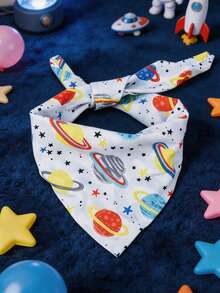 Celemek Bandana Hewan Peliharaan Motif Planet dari Poliester Abu-abu, Anjing Kecil yang Bahagia, Cocok untuk Kucing dan Anjing Berukuran Kecil hingga Sedang (Bichon, Teddy), Cocok untuk Dipakai di Rumah atau di Luar Ruangan Sepanjang Tahun, Tidak Cocok untuk Ras Anjing Besar - Light Grey - View 8
