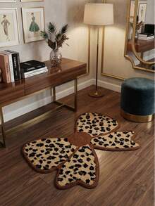 1pc Cute Bowknot Rug, Leopard Print Bowknot, Faux Cashmere, Soft And Fluffy, Room Decor, Home Supplies, Indoor Doormat, Living Room Carpet, Kitchen Mat, Bedroom Rug, Bathroom Mat, Home Decoration, Bedroom Decor, Bathroom Decor, Easy To Clean - Multicolor - View 6