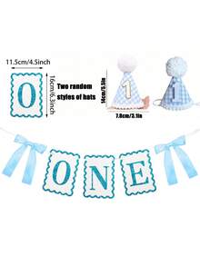 2/1pc INS Style Blue Glitter Bow Non-Woven Fabric Banner Table Runner - 1st Birthday Chair Decoration, Party Photo Prop, Suitable For Birthday, Baby Shower Party Decoration, Blue & White Cool Bow Happy Birthday Party Decoration, Photo Prop, Baby Shower Party Decoration - Multicolor - View 3