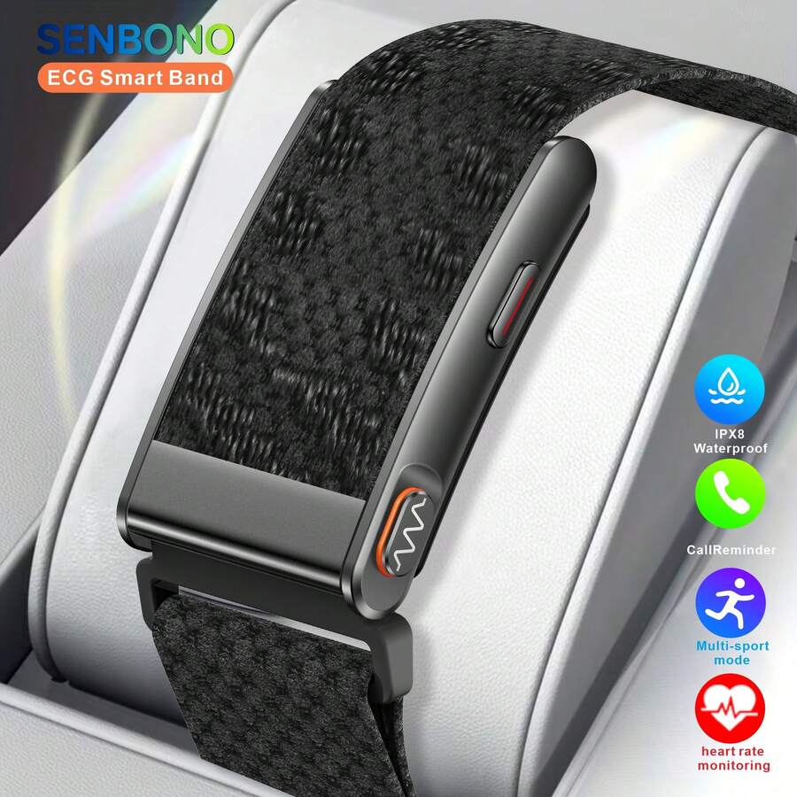 SENBONO Unisex Screenless Smart Band, Heart Rate Monitoring, Women's Menstrual Cycle Reminder/Sedentary Reminder/24-Hour Monitoring/Sleep Monitoring, Step/Calorie/Distance Tracking, APP Data Sync & View - View 1