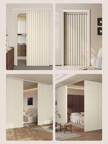 GRANEAT 1pc Rodless Bohemian Style Living Room Folding Partition Curtain, Polyester Fabric. Privacy Protection, With Hooks And Ties Easy Installation, All-Season Use, Home Rental Space Partition Door Curtain - Type a - View 6
