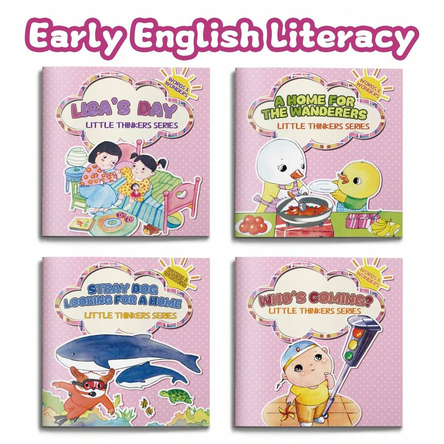 Early English Literacy Picture Story Notebooks, Little Thinkers Series, Simple English Reading For First Words And Sentences, Daily Life, Feelings, Home And Social Learning Themes, Cute Illustrated Stories For Home And Classroom - Early English Literacy - View 1