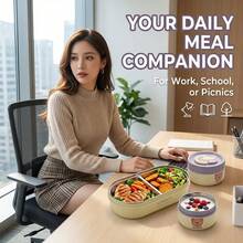 304 Stainless Steel Lunch Box With Handle, Portable Thermal Insulated Bento Box, Microwave Lunch Container, Leak Proof Fruit Salad Food Storage Container, Refrigerator Preservation Box, Meal Prep Box For Student Adult Use In School, Office, Picnic - Multicolor - View 11