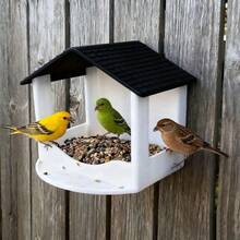 1pc House-Shaped Bird Feeder, Bird Seed Tray, Waterproof Tile Roof & Easy Refill Design, Outdoor Garden Decor, Suitable For Garden, Yard And Backyard Bird Watching, Ideal Gift For Bird Lovers - Multi-color - View 8