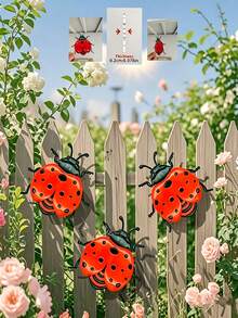 1/3pcs Acrylic Ladybug Wall Decor, Beetle Shaped Colorful Hanging Ornament, Suitable For Outdoor Fence, Window, Living Room, Porch, Patio And Home Wall Garden Decoration - Multicolor - View 10