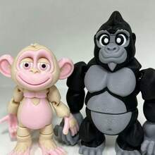 2PCS Cute Large And Small Gorilla Statue Doll 3D Printed Model Set, Personalized Desktop Display Stress Relief Fun Animal Figurine - Multicolor - View 7