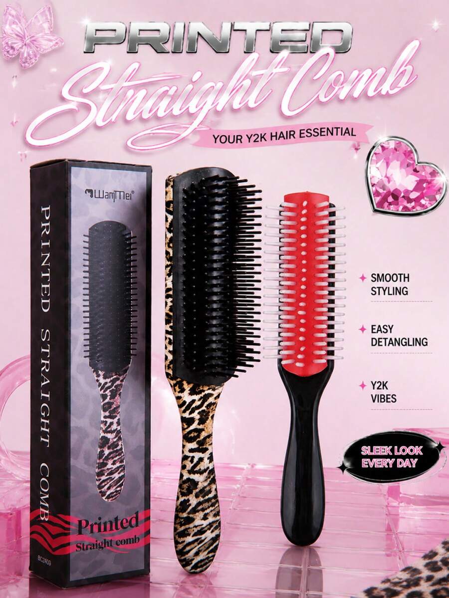 CTZIHGAO 1/2/3pcs Unisex Classic Styling Comb Set, Suitable For Dry And Wet Curly Hair, 9-Row Comb Teeth With Edge, Suitable For Natural Thick Hair, Blow Dry, Parting, Styling, Detangling, Creative Gift Detachable Hair Brush 9-Row Nylon Comb, Can Comb Through Tangled Hair, Massage Scalp, Unisex
