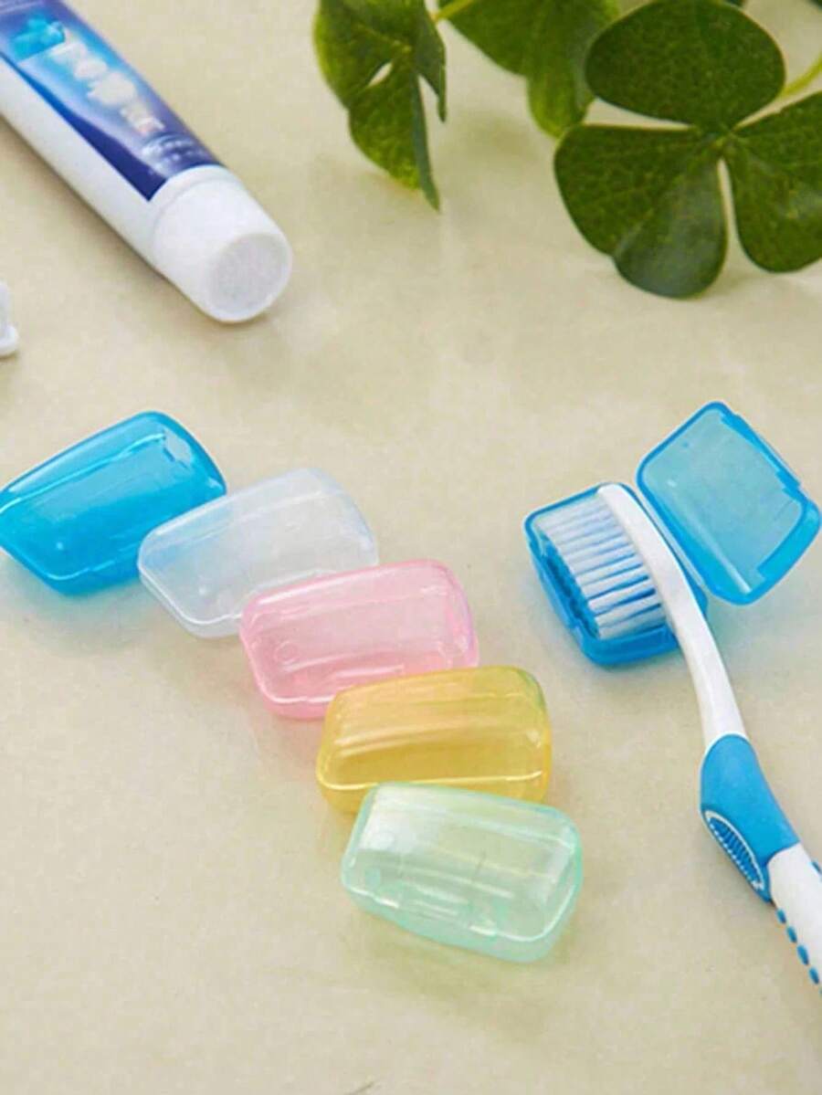 1/3/5/10pcs Toothbrush Head Protective Covers, Transparent Portable Toothbrush Head Storage Box, Travel Toothbrush Head Protective Covers, For Home Hygiene, Outdoor Camping, Gym, Travel, Bathroom Accessories, Toothbrush And Toothpaste Storage - Multicolor - View 1
