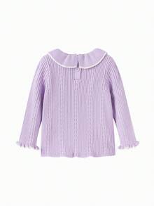 Balabala Baby Girls Knit Sweater Soft‑Touch Winter Knitted Base Layer Versatile Pullover For Little Young Girl - Purple - View 5