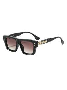 1 Pair Men's Black Square Cool Street Style Retro Fashion Glasses - Black - View 3