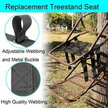 Portable Breathable Mesh Tree Stand Hunting Seat Strap, Adjustable Heavy Duty Nylon Replacement Tree Stand Seat, Easy Install Outdoor Hunting Tree Seat Strap, Comfortable Hanging Seat, Suitable For Deer Hunting Camping Tree Stand Outdoor Hunting Accessories - Black - View 5