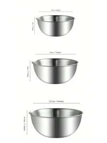 4Pcs/3pcs/1pc Stainless Steel Cooking Mixing Bowl With Scale, Japanese Style Thickened Mixing And Kneading Bowl For Home Use, Egg Beating, Salad, Baking - Silver - View 13