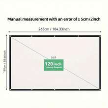 16:9 Foldable White Projector Screen, Wrinkle-Resistant Soft Fabric, Portable Home Theater Movie Screen - White - View 13