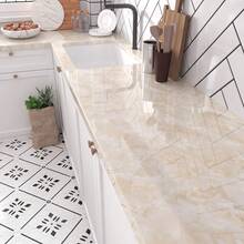 1pc Marble Pattern Waterproof Vinyl Wallpaper, Suitable For Bathroom, Table, Kitchen Cabinets, Self-Adhesive Furniture Decorative Sticker, PVC Material, Removable Wall Panels, Wallpaper, Spring Decor, Renew Your Home, Rama Decorative Sticker, Birthday & Graduation Gift - White - View 10