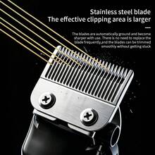 HIENA Professional Hair Clipper, USB Rechargeable Cordless Hair Trimmer With LCD Power Display, Stainless Steel R‑Shape Blade, Adjustable Cutter Head, Guide Combs Kit For Home Barber Salon Hair Cutting - White - View 4