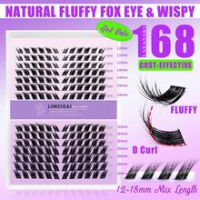 LIMEIKAI 168Pcs C‑Curl Fox Eye Slanted Lash Clusters, Mixed 12‑18mm DIY Individual False Eyelashes, Easy To Apply For Dating, Party, Travel, Festival & Photo Makeup - View 2