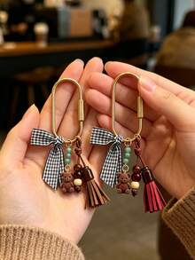 Bag Keychain For Women, Teddy Bear Keychain Pendant With Beads And Ribbon Design, Y2K Style Bag Charm And Car Accessory, Lightweight Keychain, Suitable For Daily Use, Multi-Functional Bag Decor, Rearview Mirror Pendant, Applicable To Handbags, Crossbody Bags, Shoulder Bags, Car Keys, Backpacks, Suitable For Women, Men, Tourists, Friends And Family, Perfect Gift For Teacher's Day, Graduation Season, Back To School, Independence Day, Birthday, Anniversary - Multicolor - View 7