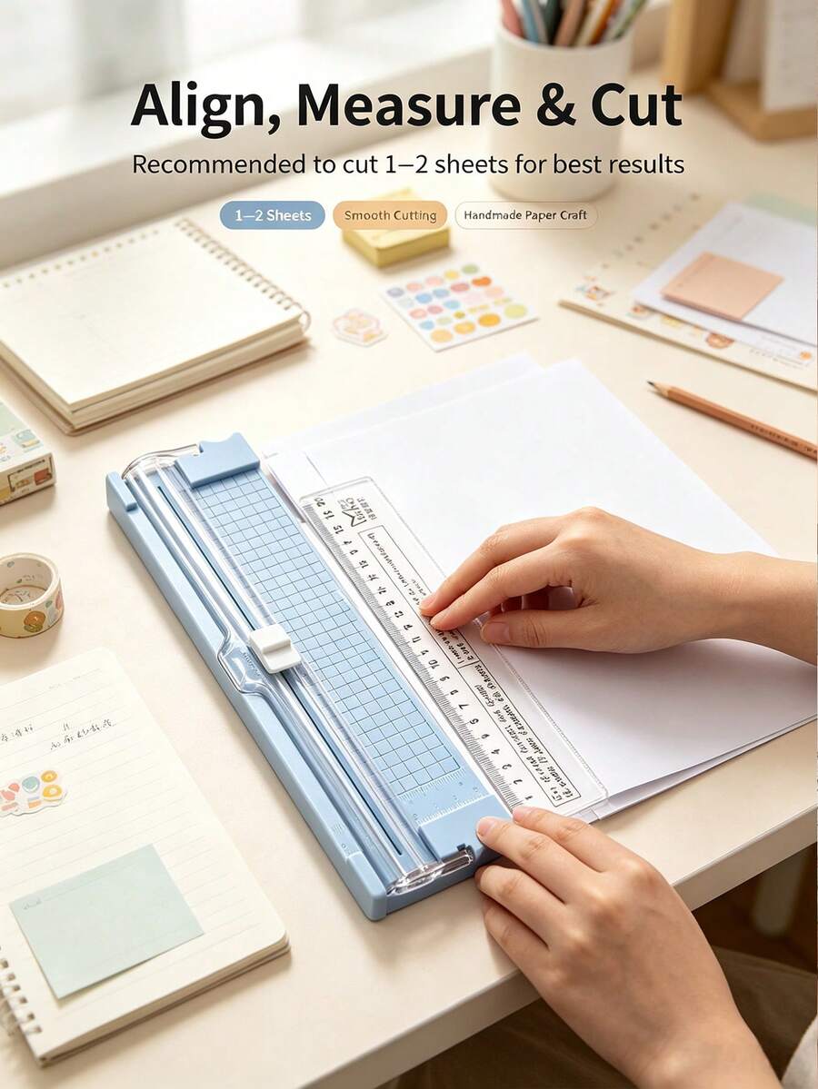 A4 Paper Cutter And Ruler Set, Suitable For DIY Card Making, Scrapbooking, Paper Crafting - Manual Operation, Portable, Suitable For Hobbyists And Office Use - Multicolor - View 1