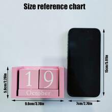 1pc Pink Wooden Perpetual Calendar Desktop Wooden Date & Month Display Block, Adjustable Date & Month, Suitable For Daily Office Desk Decor, Porch Decor, Shop/Bar Counter Decor - Multicolor - View 11
