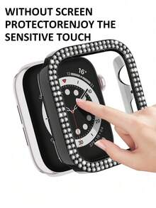 8PCS Rhinestone Watch Protective Case, Compatible With Apple Watch Case Models 40mm 41mm 42mm 44mm 45mm 46mm 49mm, Fashionable Luxury Sparkling Rhinestone Inlay, Hard PC Hollow Watch Case, Compatible With Apple Watch Series Ultra/SE/12/11/10/9/8/7/6/5/4, Compatible With Apple Watch Women's Smart Watch Case. Easy To Wear, Sensitive Touch - Multi-color 5 - View 6