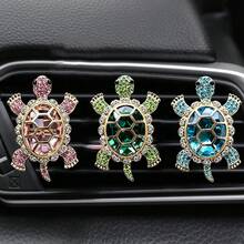 1/3pcs Alloy Rhinestone Turtle Car Air Vent Aromatherapy Clip, Creative Turtle Fragrance Clip With Rhinestone Decor, Includes Solid Fragrance Pad - Multicolor - View 5