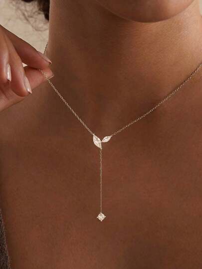 1pc Fashion Water Drop Y-Shaped Necklace, Elegant Long Pendant Necklace, Suitable For Women, Ideal For Party And Gift Giving