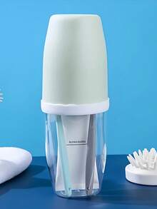 Fashionable Couple Creative Toothbrush & Mouthwash Cup Set With Lid And Slot, Hard Portable Travel Toothbrush Holder, Travel Essential - Multicolor - View 14