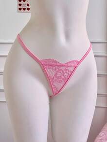 AESKEIA Women's Sexy Lingerie, Semi-Sheer Polka Dot Mesh Nightgown And Thong Set, Perfect For Holiday Gift - Pink - View 11