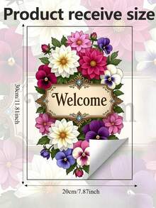 Creative Welcome Flower Glass Sticker, 2D Flat Decorative Window Sticker For Kitchen, Bedroom, Living Room, Self-Adhesive Window Sticker, Home Wall Sticker, Home Decor Window Sticker, Removable Self-Adhesive - D - View 5