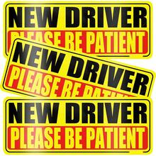 Student Driver Magnet - Please Be Patient, Magnetic Sign, 3Pcs Reflective Novice Sticker, New Driver Decal, Removable Exterior Car Accessories - ColorA - View 7