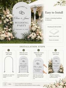 Customized Wedding Arch Fabric Decor Cover, Personalized Photo/Name/Date/Text, Polyester Double-Sided Elastic Backdrop, Party Decoration, Wedding Welcome Sign, Bridal Shower Gift, No Power Required, Suitable For Wedding, Birthday, Party - Multicolor - View 5