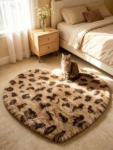 1pc Heart-Shaped Leopard Print Decorative Rug, Love & Healing Bedroom Decor, Small Rug, Carpet, Home Decor, Living Room Rug, Living Room Small Rug, Bedroom Rug, Living Room Home Decor, Outdoor Rug, Washable Rug - Multicolor 6 - View 3