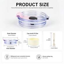EcoNymphal 40oz/1200ml Insulated Cup Lid & Silicone Cup Base Set - Spill-Proof Replacement Lid With Non-Slip Base & Cup Decoration, Suitable For Travel Coffee Cups, Office, Gym And Outdoor Coffee Cups - Multicolor - View 5
