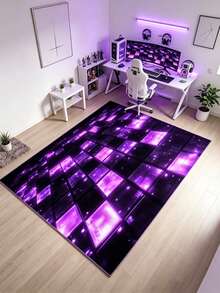 1pc Purple Black Glowing Plaid Floor Mat, Living Room Rug, Carpet, Bedroom Rug, Large Rug, Floor Mat, Living Room Large Rug - Multicolor - View 4