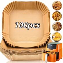 25/50/100pcs Disposable Air Fryer Liners, Square Non-Stick Baking Paper Liners, Suitable For 5-8L Air Fryers, Perfect For Baking, Roasting, Microwave Cooking, Mother's Day Kitchen Decor - Multicolor - View 14