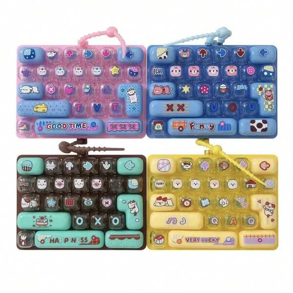 1pc Creative Together Fun Beach Scavenging Stress Relief Transparent 26-Key Keyboard Keychain, Fun Toy Pendant Student Backpack Charm