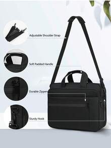 15.6 Inch Waterproof Laptop Bag, Expandable Briefcase, Unisex Messenger Bag, Suitable For Business Travel And College, Grey, Padded Tech Compartment - Multicolor - View 8