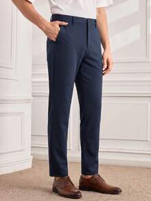 Officeau Men's Royal Blue Straight Leg Suit Pants, For Formal Business/Office, Gift For Father/Husband - Royal Blue - View 1