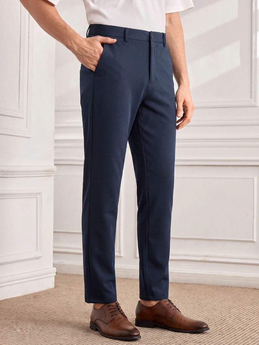 Officeau Men's Royal Blue Straight Leg Suit Pants, For Formal Business/Office, Gift For Father/Husband - Royal Blue - View 1