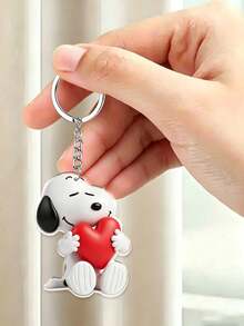 SNOOPY Keychain - 2D Acrylic Backpack Hanger, With Metal Car Hook - The Sturdy And Durable Red Heart-Shaped Snoopy Keychain Holds A Lot Of Love In Its Hands, Bringing A Sense Of Warmth. - Multicolor - View 9