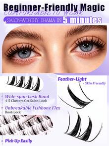 320 Clusters DIY False Eyelash Clusters, Exquisite Eye Makeup, Ultra-Thin Soft Lightweight, Suitable For Beginners To Use At Home, Applicable For Daily Dates, Parties, Music Festivals And Halloween Makeup, Cartoon Eyelashes - C - View 3