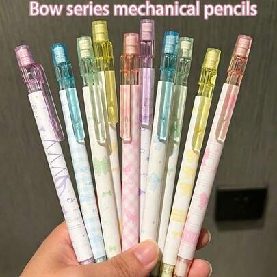 4 buah Pensil Mekanik Desain Pita, Pensil Siswa Berkualitas Tinggi, Ujung Pensil Tidak Mudah Patah, Kembali ke Sekolah